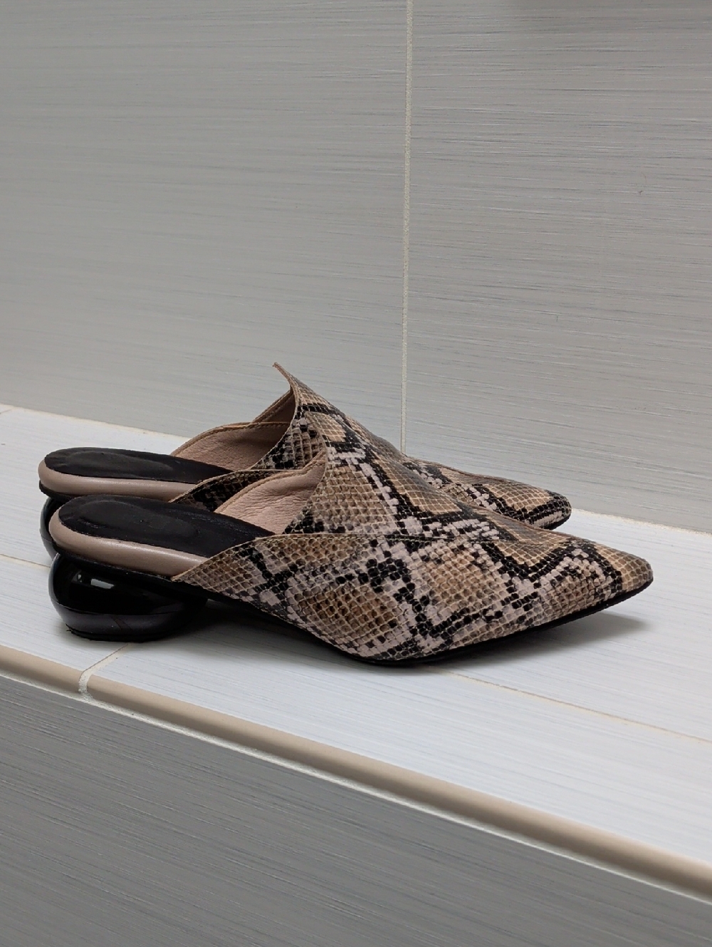 All-Leather Snake-Skin Mule